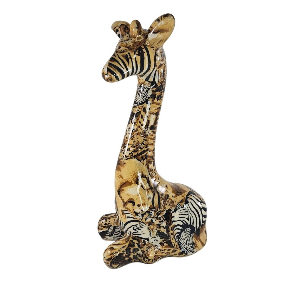 La Vie Safari Patchwork Glazed Giraffe Statue Figurine 10.75" Tall